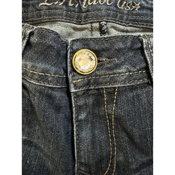 LA Idol Cut Off Denim Shorts Women's 7 Blue Embellished Flap‎ Pocket Studded. - Picture 2 of 9